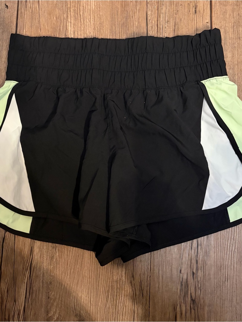 Avia Black Athletic Shorts with Mint Green & White Panels